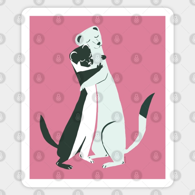 Weasel hugs in pink Sticker by belettelepink